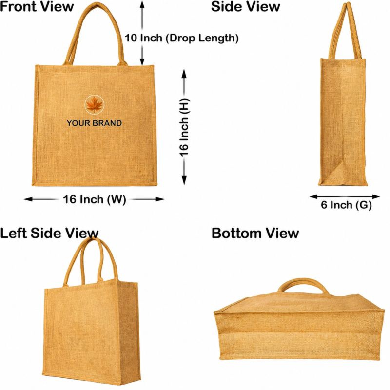 Jute Tote Bag Measurement Guide